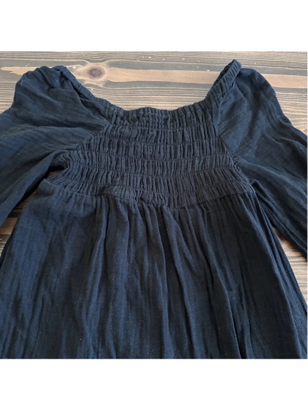 Old Navy Girls Smocked Dress L 10 12 Black Boho Long Sleeve